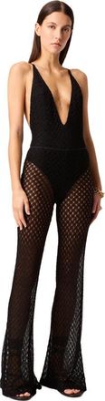 Missoni Flared Trousers In Lam&eacute; Viscose With Raschel Workmanship in Black at Nordstrom, Size 44 It