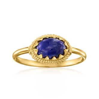Ross-Simons Italian Lapis Milgrain Ring in 14kt Yellow Gold