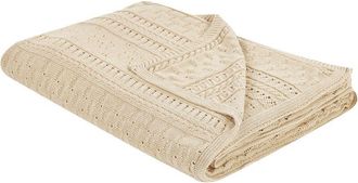 Beliani Beliani - Colcha Decorativa Ropa De Cama Algod&oacute;n 150 X 200 Cm Beige Daulet