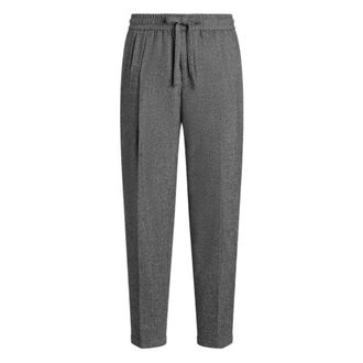 Dolce & Gabbana Slim-fit Trousers, male, Gray, M, Micro-Houndstooth Pleated Drawstring Trousers
