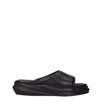 Alyx Black Leather Mens Slippers