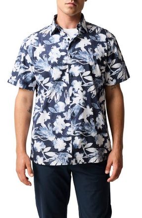 Rodd & Gunn Windstock Floral Short Sleeve Cotton Button-Up Shirt in Ink at Nordstrom, Size Xxx-Large