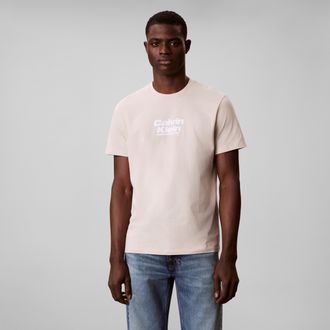 Calvin Klein Jeans T-Shirt CALVIN KLEIN JEANS, Herren, Gr. XXL, oatmeal, Jersey, Obermaterial: 100% Baumwolle, unifarben, regular fit normal, Rundhals, abgesteppte Kante