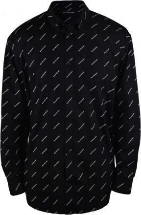 Balenciaga Heren, Overhemden, Zwart, Maat: XL Katoen