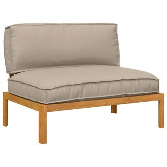 vidaXL Juego De Sof&aacute; Taup&eacute; 120 X 92 X 69 Cm Madera De Acacia S&oacute;lida Vidaxl