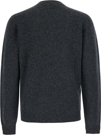 Roberto Collina Mens Crew Neck Wool Sweater Grey Virgin Tops Top