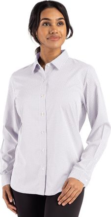 Cutter & Buck Skyline Epic Confidence Recycled Gingham Womens Long Sleeve Dress Shirt