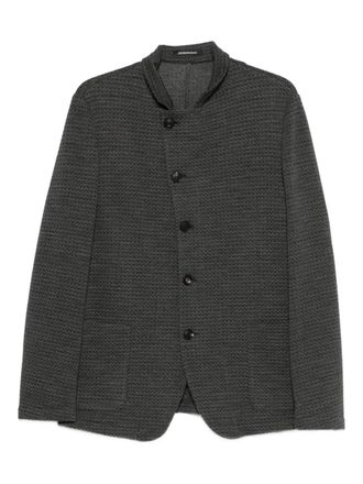 Emporio Armani textured button-up jacket - men - Viscose/Wool/Acrylic/Polyamide/Elastane - 46 - Grey