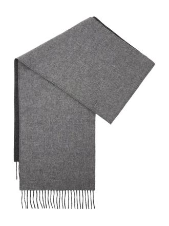 Loewe logo-patch fringed scarf - women - Cashmere/Wool - One Size - Grey