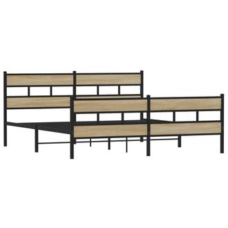 Berkfield Home Metal Bed Frame without Mattress Sonoma Oak 180x200 cm Super King in Light Brown