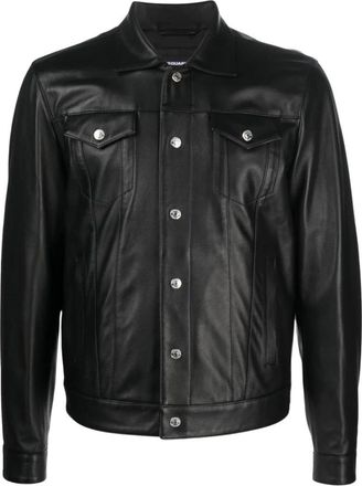 Dsquared2 Leather Jassen - Heren - Leren en Su&egrave;de Jassen - Zwart - XL - Jassen