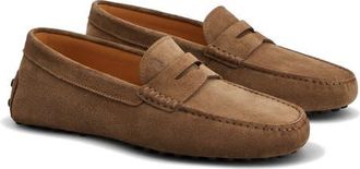 Tod's Calfskin Suede Driving Shoe in Noce Chiaro at Nordstrom, Size 11.5Us