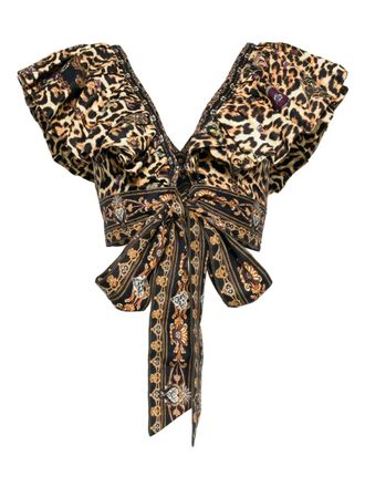 Camilla ruffle wrap top - Brown