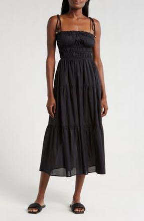Elan Smocked Cover-Up Midi Dress in Black at Nordstrom Rack, Size Medium