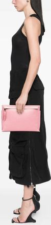 Loewe 2019 Embossed Leather Anagram Repeat T clutch bag - Rosa