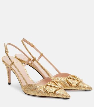 Valentino Garavani VLogo 80 jacquard slingback pumps