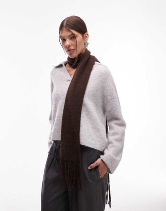 & Other Stories Sciarpa premium in lana marrone con frange