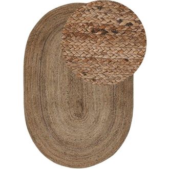 Beliani Tappeto Beige di Juta intreccio naturale riscaldamento a pavimento 100 x 150 cm Demirci