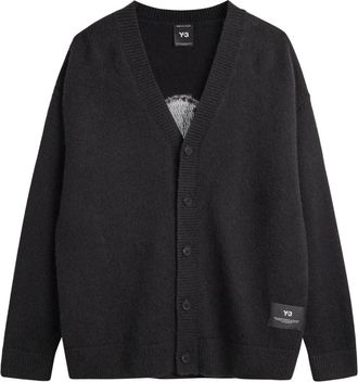 Yohji Yamamoto GFX Knit Cardigan - Heren - Vesten - Zwart - S - Truien & Vesten