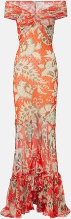 Etro Printed off-shoulder gown