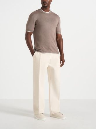 Mani&egrave;re De Voir Wyatt Contrast Knit T Shirt in Mushroom at Nordstrom, Size Xx-Large