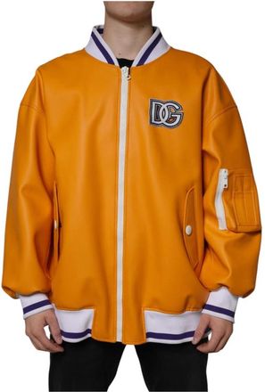 Dolce & Gabbana Oranje Bomberjack met Logodetails - Heren - Bomber jackets - Oranje - XL - Katoen - Jassen