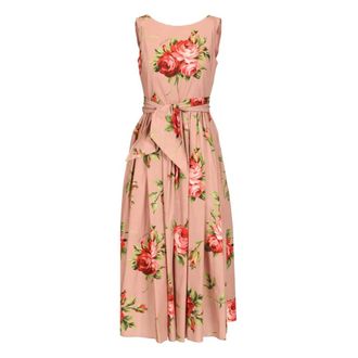 Dolce & Gabbana Midi Dresses, female, Multicolor, Size: XS Rose Bouquet-Print Cotton Dress