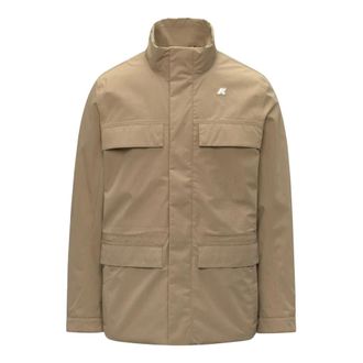 K-Way Manuene Warm Micro Canvas Jas - Heren - Jassen - Beige - Maat: S Katoen
