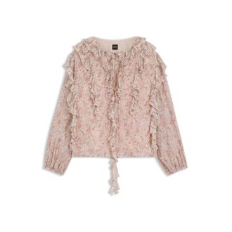 BOSS Printed regular-fit blouse in crepe Georgette