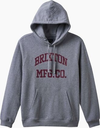 Brixton Mens Brixton Heather Grey Varsity Broken In Hoodie - Size: 38