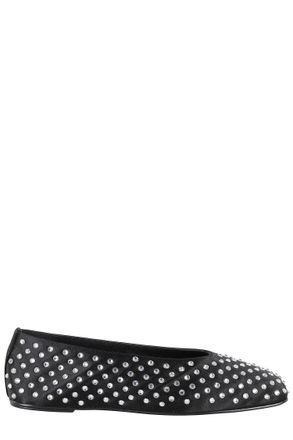 Magda Butrym Ballet Flats Satin Black Crystals