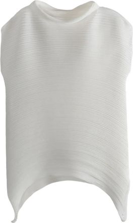 Pleats Please Issey Miyake asymmetrical-hem pleated top - Bianco