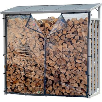 Quick-Star Quick-star - Wetterschutzwand Pvc Transparent 178x165cm F&uuml;r Kaminholzunterstand Xxl 185x70x185cm