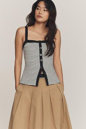 Maeve Square-Neck Button-Front Tank Top