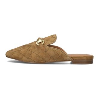 Stefano Lauran Schoenen, Dames, Bruin, 38 EU, Camelkleurige Suede Instappers met Blokhak