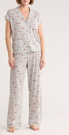 Tommy Hilfiger Piped Jersey Pajamas in Row Hearts Multi Heather Grey at Nordstrom Rack, Size X-Large
