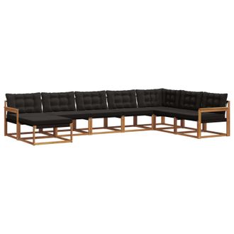 vidaXL Conjunto De Sof&aacute;s De Exterior Con Coj&iacute;n 8 Pcs Natural Y Negro Vidaxl