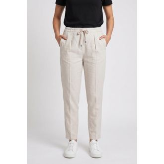 Brunello Cucinelli Light Beige Linen Blend Trousers, Brand Size 44 (US Size 10)