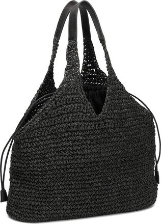Kazar Tassen, Dames, Zwart, ONE Size, Leer, Zwarte raffia strandtas