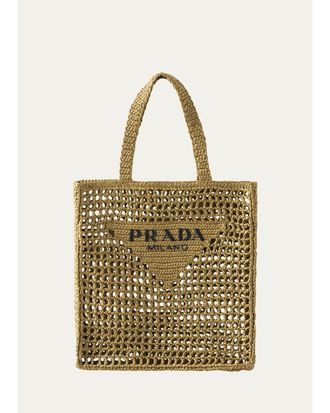 Prada Logo Crochet Tote Bag