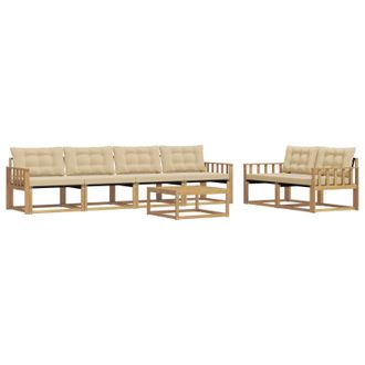 vidaXL Conjunto De Sof&aacute;s De Exterior 7 Pcs Y Beige 79 X 79 X 37 Cm Vidaxl