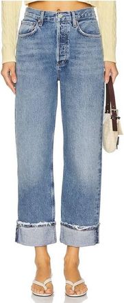 A Gold E Agolde Fran Low Slung Straight Jeans