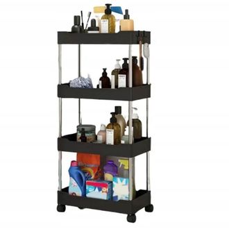OEM Estante De Ba&ntilde;o, Muebles De Cocina, Estante M&oacute;vil, 4 Ruedas, Negro