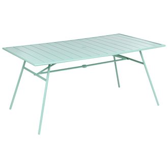 Beliani Mesa De Jard&iacute;n 160 X 90 Cm De Hierro Galvanizado Con Recubrimiento En Polvo Mobiliario De Exterior Estilo Moderno Verde Menta Terenzo