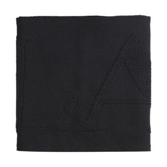 Lanvin Winter Scarves, female, Black, Size: ONE SIZE Embroidered Logo Scarf