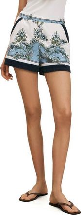 Veronica Beard Tijana Pull-On Shorts in Blue Jay Multi at Nordstrom, Size Medium