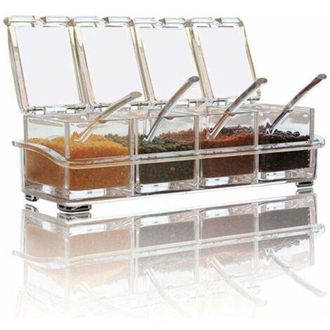 OEM Juego De Cajas Para Condimentos, 4 Piezas, Frascos Transparentes Para Sal Y Especias, Recipientes Para Almacenar Condimentos Y Especias De Cocina Con 