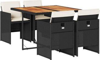 vidaXL Vidaxl - Set De Muebles Jard&iacute;n 5 Pzas Con Cojines Rat&aacute;n Sint&eacute;tico Negro