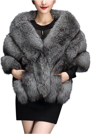 Generic Longra Women Faux Fur Shawl Wrap Stole Shrug for Wedding Evening Party Winter Bridal Wedding Cover Up Wraps and Shawls Bridal Wedding Faux Fur Stoles 