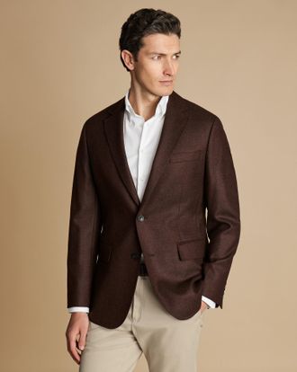 CHARLES TYRWHITT Wool Texture Jacket - Chocolate Brown Size 36R R by Charles Tyrwhitt